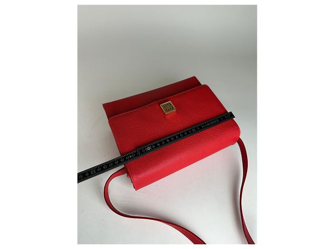 Vintage Givenchy Leder-Canvas Multiway Tasche Rot - Ansicht 14