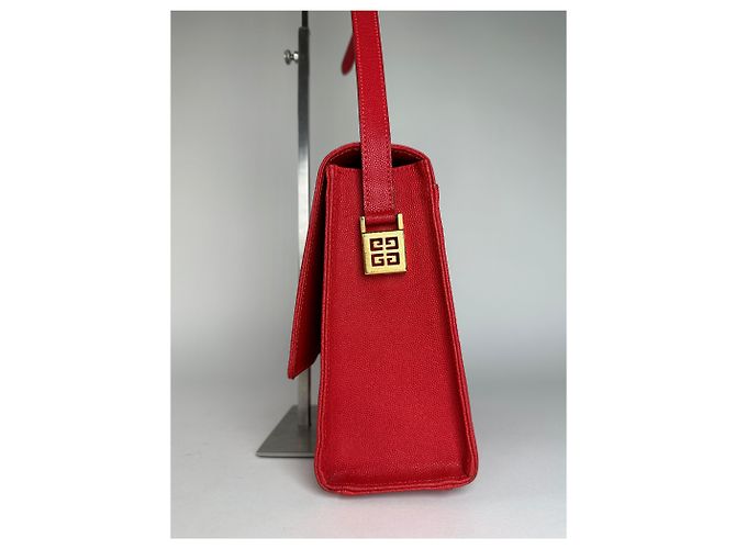 Vintage Givenchy Leder-Canvas Multiway Tasche Rot - Ansicht 3