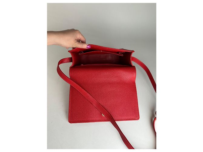 Vintage Givenchy Leder-Canvas Multiway Tasche Rot - Ansicht 5