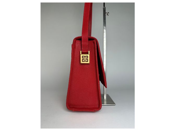 Vintage Givenchy Leder-Canvas Multiway Tasche Rot - Ansicht 8