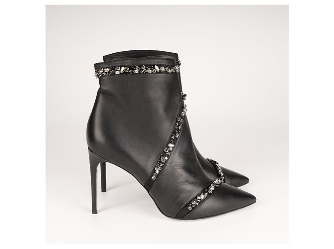 Botas de tornozelo de couro pretas Freda com embellishments de cristal Rene Caovilla Mulher EU 40 - vista 10