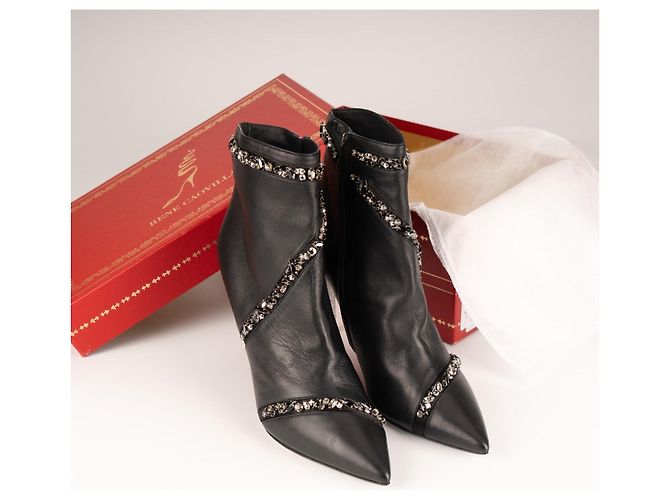 Botas de tornozelo de couro pretas Freda com embellishments de cristal Rene Caovilla Mulher EU 40 - vista 2