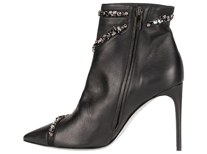 Botas de tornozelo de couro pretas Freda com embellishments de cristal Rene Caovilla Mulher EU 40 - vista 3