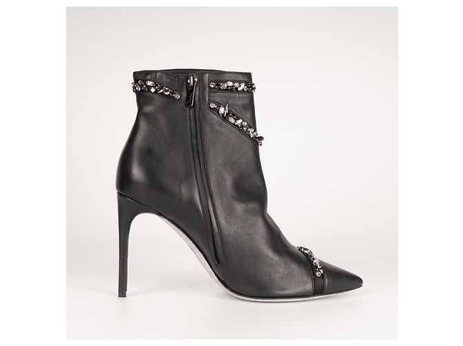 Botas de tornozelo de couro pretas Freda com embellishments de cristal Rene Caovilla Mulher EU 40 - vista 4