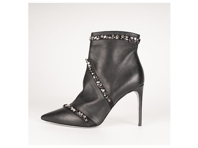 Botas de tornozelo de couro pretas Freda com embellishments de cristal Rene Caovilla Mulher EU 40 - vista 5