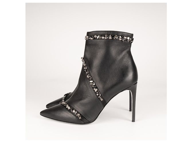 Botas de tornozelo de couro pretas Freda com embellishments de cristal Rene Caovilla Mulher EU 40 - vista 6