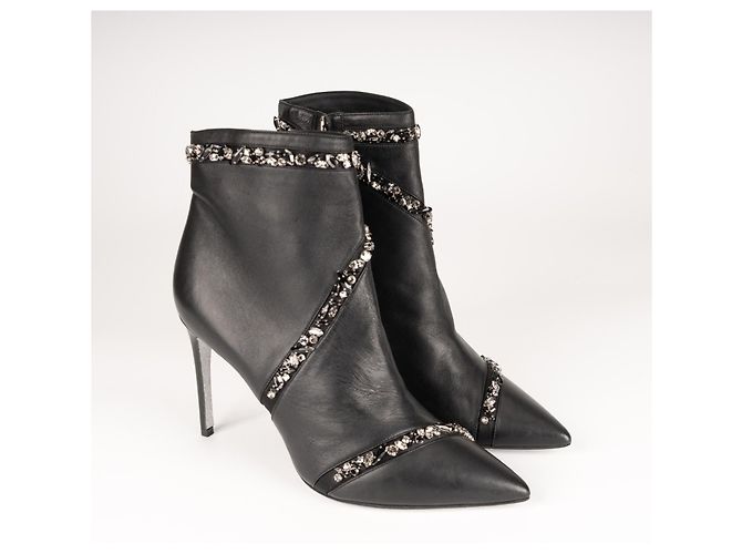 Botas de tornozelo de couro pretas Freda com embellishments de cristal Rene Caovilla Mulher EU 40 - vista 8