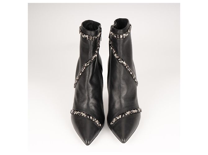 Botas de tornozelo de couro pretas Freda com embellishments de cristal Rene Caovilla Mulher EU 40 - vista 9