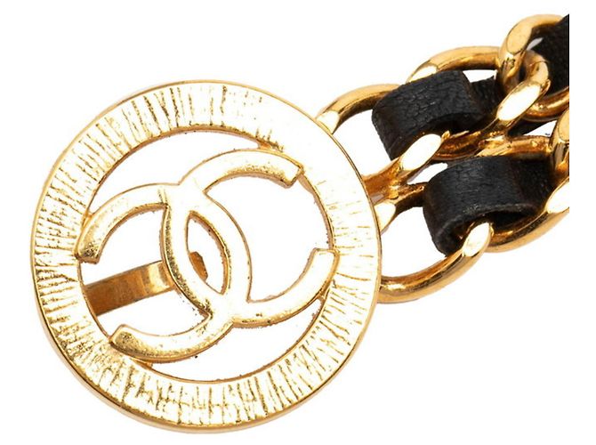 Cinturón de Cadena Coco Marca Chanel Negro Dorado - vista 2