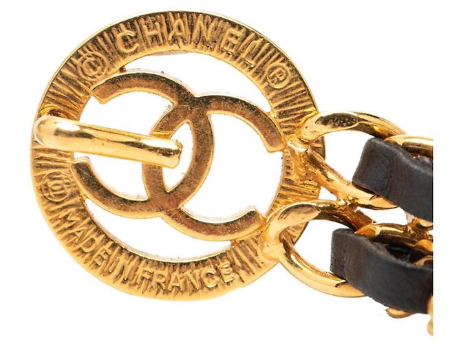 Cinturón de Cadena Coco Marca Chanel Negro Dorado - vista 3