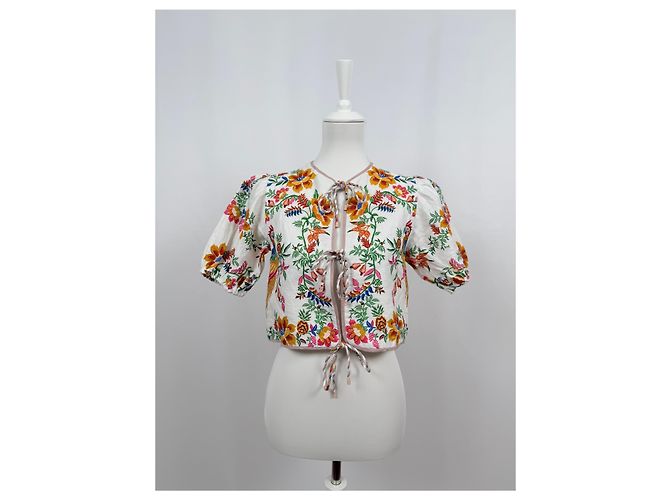 Farm Rio Blusa Delicada Bosque Bufandas Blanca - vista 2