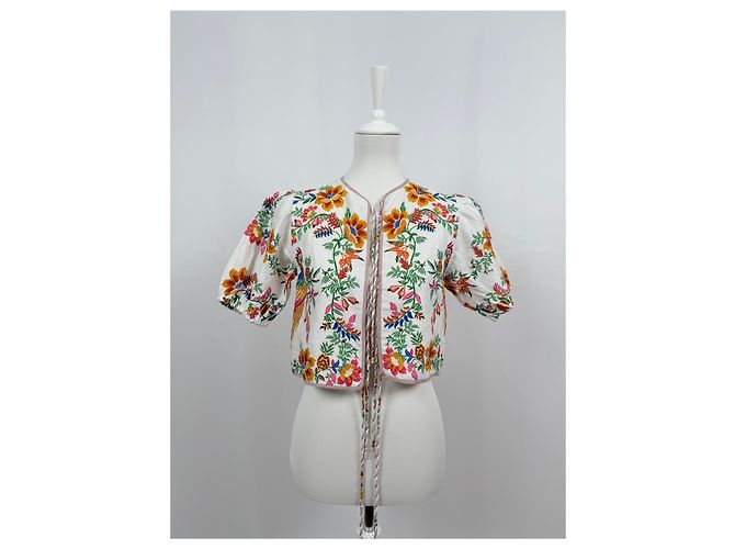 Farm Rio Blusa Delicada Bosque Bufandas Blanca - vista 3