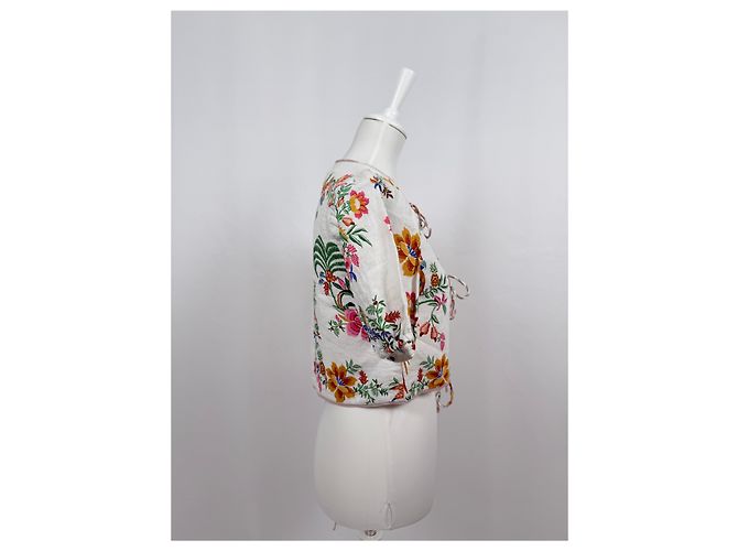 Farm Rio Blusa Delicada Bosque Bufandas Blanca - vista 5