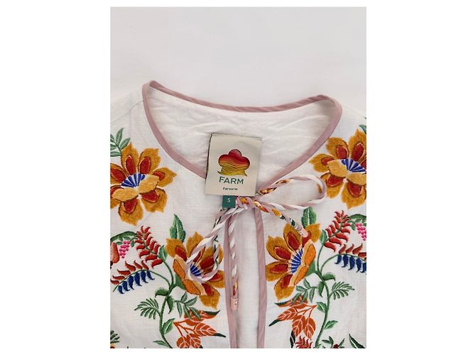 Farm Rio Blusa Delicada Bosque Bufandas Blanca - vista 7