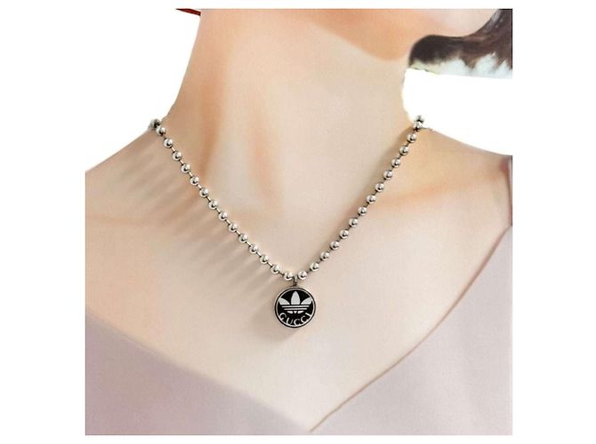 Collana Pendente da Uomo Gucci Adidas Trefoil Argento - vista 9