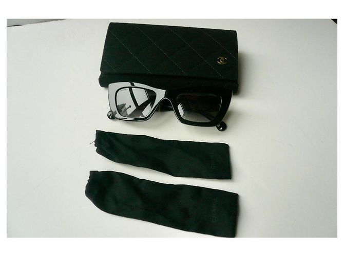 Gafas de sol Cat Eye Tweed CHANEL TBE Negro - vista 6