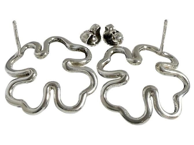 Orecchini a forma di quadrifoglio in argento Chanel - vista 3