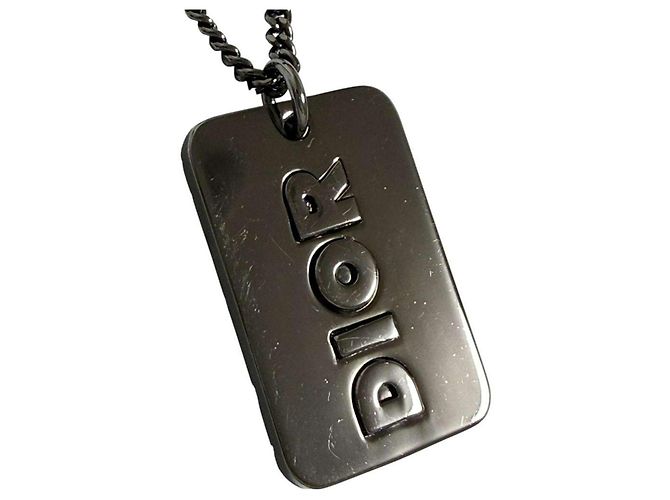 Collana in placca reversibile da uomo Christian Dior Metallico - vista 2
