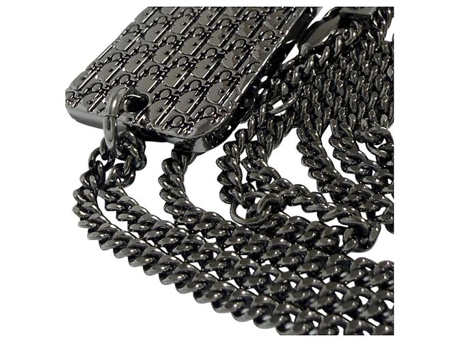 Collana in placca reversibile da uomo Christian Dior Metallico - vista 5