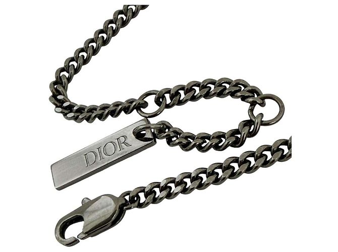 Collana in placca reversibile da uomo Christian Dior Metallico - vista 7