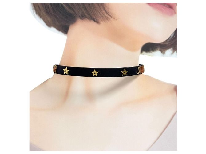 Doppelter Leder-Choker-Halsreif für Damen von Christian Dior Schwarz - Ansicht 10