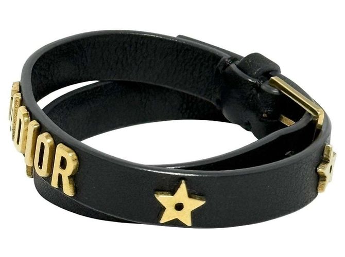 Doppelter Leder-Choker-Halsreif für Damen von Christian Dior Schwarz - Ansicht 3
