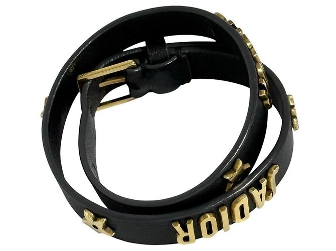 Doppelter Leder-Choker-Halsreif für Damen von Christian Dior Schwarz - Ansicht 5