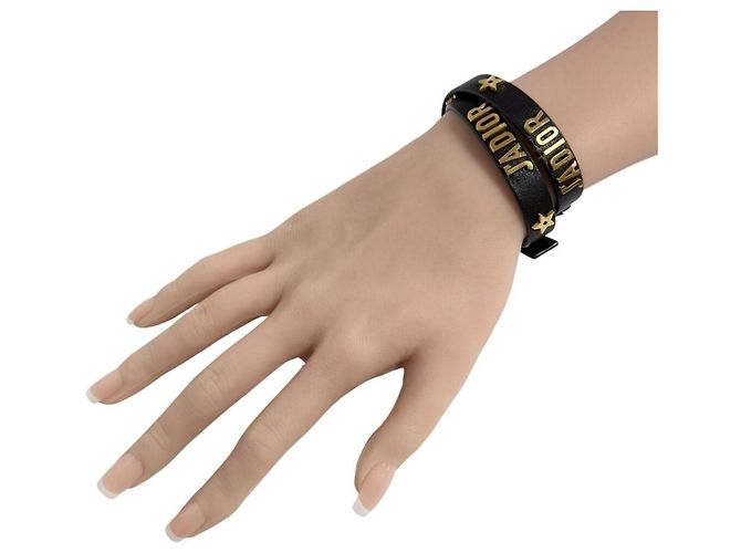Doppelter Leder-Choker-Halsreif für Damen von Christian Dior Schwarz - Ansicht 9