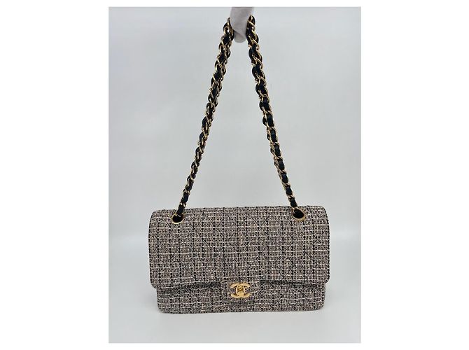 Borsa classica Chanel (Timeless) in tweed Beige - vista 10