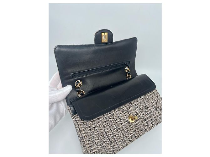 Borsa classica Chanel (Timeless) in tweed Beige - vista 11
