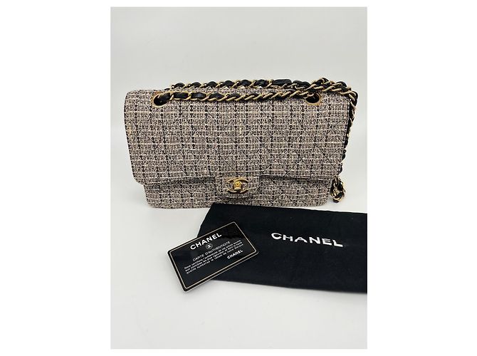 Borsa classica Chanel (Timeless) in tweed Beige - vista 14