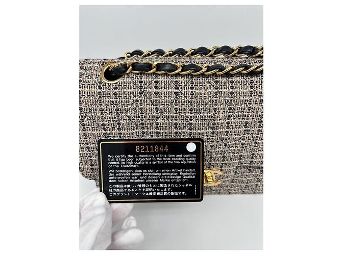 Borsa classica Chanel (Timeless) in tweed Beige - vista 15