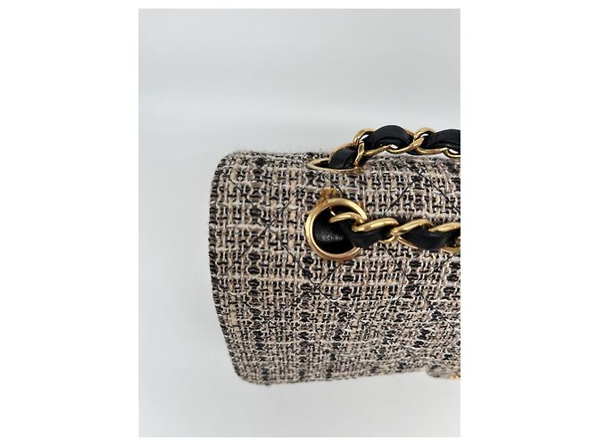 Borsa classica Chanel (Timeless) in tweed Beige - vista 16