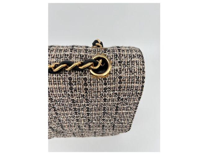 Borsa classica Chanel (Timeless) in tweed Beige - vista 17