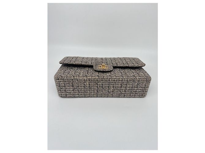 Borsa classica Chanel (Timeless) in tweed Beige - vista 5