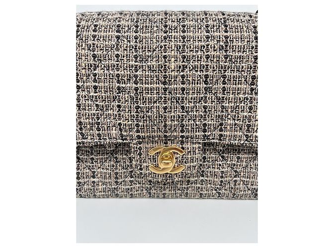 Borsa classica Chanel (Timeless) in tweed Beige - vista 9