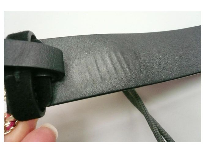 CHANEL Ceinture cuir Noir double C Cœur doré TBE - vue 3