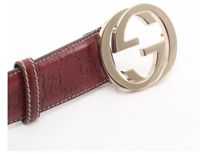 Gucci Guccissima Ledergürtel mit ineinandergreifendem G Bordeaux - Ansicht 2