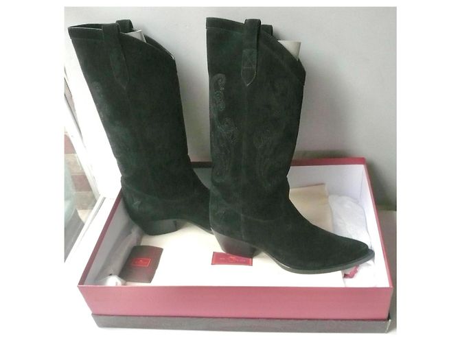 ETRO Botas de Vaquero Altas de Ante Negro T40 - vista 2