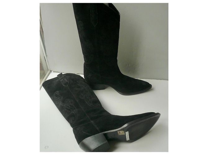 ETRO Botas de Vaquero Altas de Ante Negro T40 - vista 6