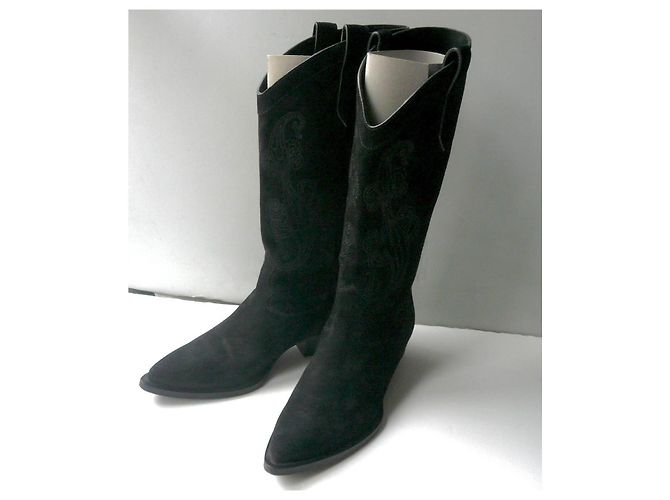 ETRO Botas de Vaquero Altas de Ante Negro T40 - vista 7
