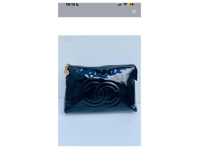 Pochette Chanel in pelle verniciata nera Nero - vista 2
