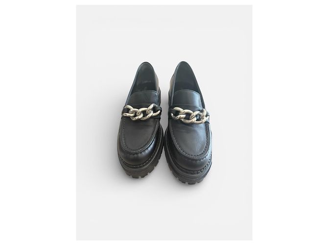 Minelli Schwarze Leder Mokassins mit Plattform – Chunky Stil – Größe 38 - Ansicht 2