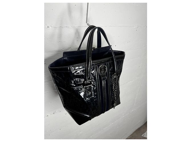 Borsa da dottore Guccissima in pelle verniciata di Gucci Blu - vista 10