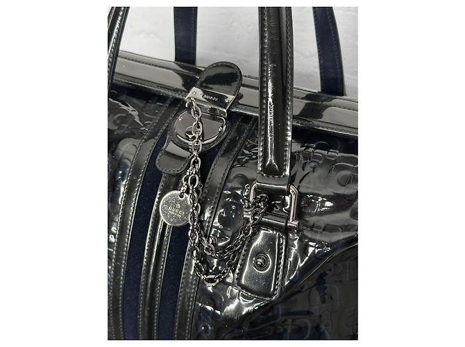 Borsa da dottore Guccissima in pelle verniciata di Gucci Blu - vista 6