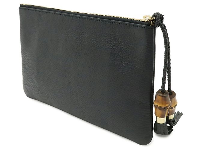 Bamboo Borsa a mano con frange in bambù GUCCI Nero - vista 3