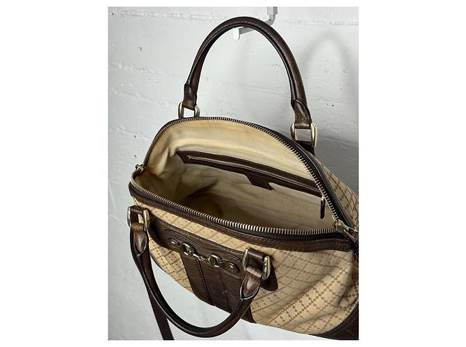 Borsa Catherine Horsebit in Diamante Gucci Marrone Beige - vista 13