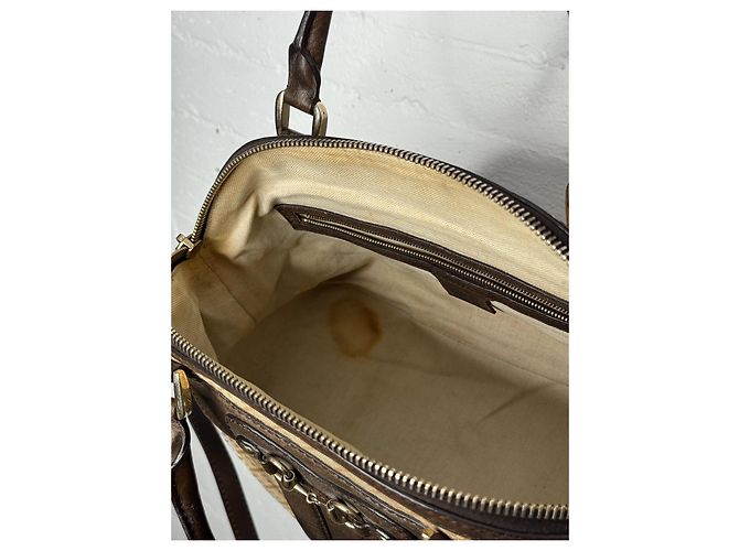 Borsa Catherine Horsebit in Diamante Gucci Marrone Beige - vista 15