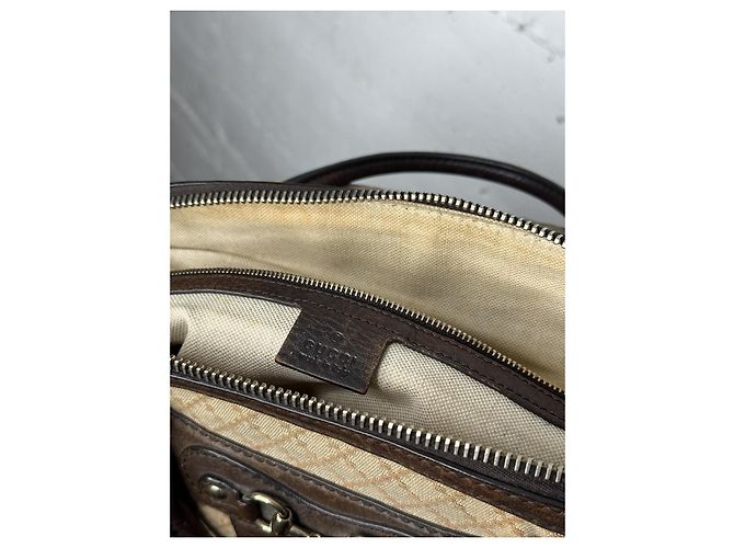 Borsa Catherine Horsebit in Diamante Gucci Marrone Beige - vista 16