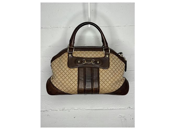 Borsa Catherine Horsebit in Diamante Gucci Marrone Beige - vista 2